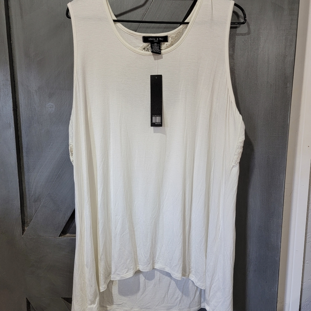 Cream cute tank top sz 2x
